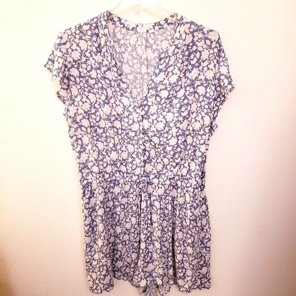 Gap Lightweight Lavender Floral Rayon Jumpsuit Romper with Pockets Size XXL EUC